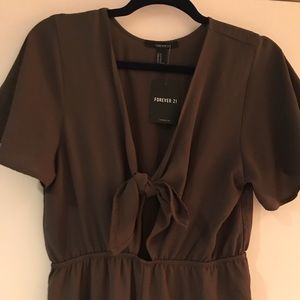 NWT, Olive tie-front jumpsuit